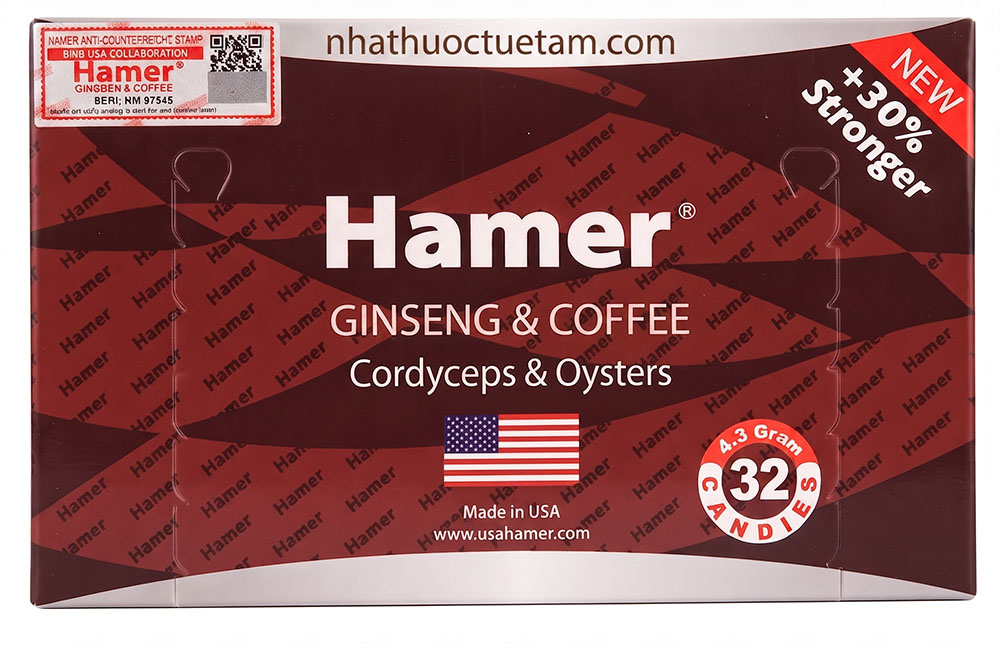 Kẹo sâm Hamer Mỹ chính hãng: viên ngậm hỗ trợ tăng cường sinh lý nam