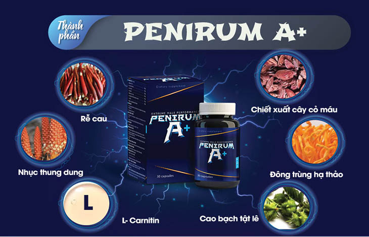 Viên uống tăng cường sinh lý nam Penirum A+ hộp 30 viên